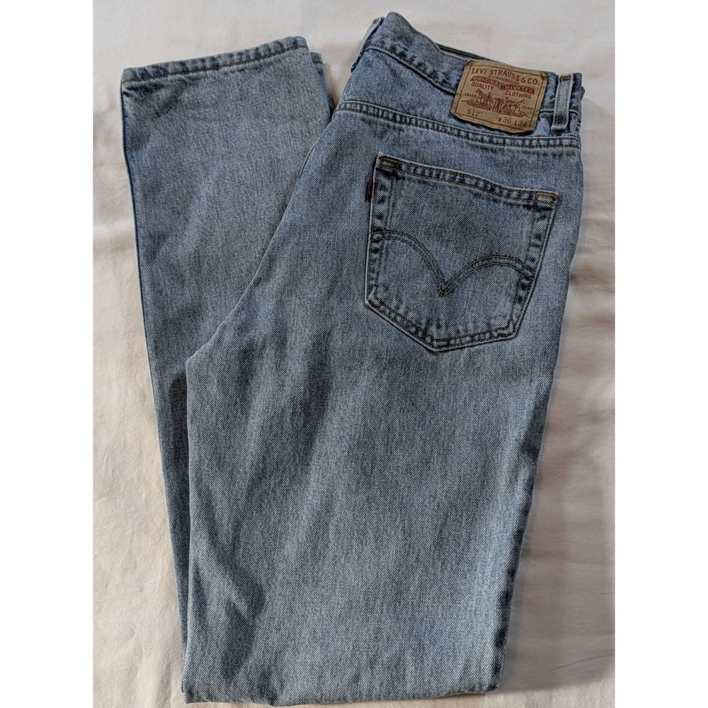 Vtg Levi's 512 Slim Fit Jeans 36x34 Light Wash Blue Denim Made in Mexico 90s Y2K